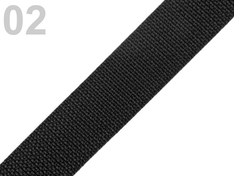 Polypropylénový popruh šíře 25 mm černý